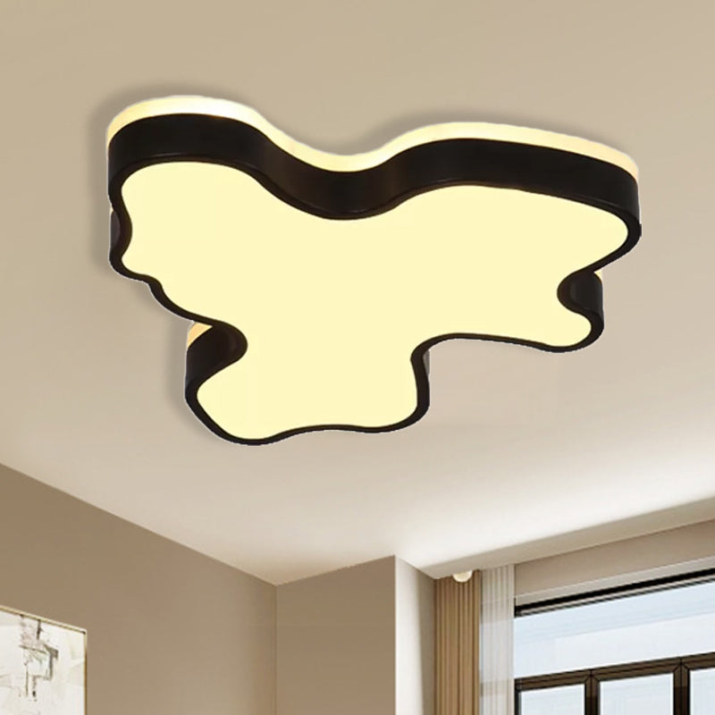 Abstract Flush Light - 16"/19.5"/23.5" Width - Black/White Shade - LED Contemporary Flush Mount in Warm/White