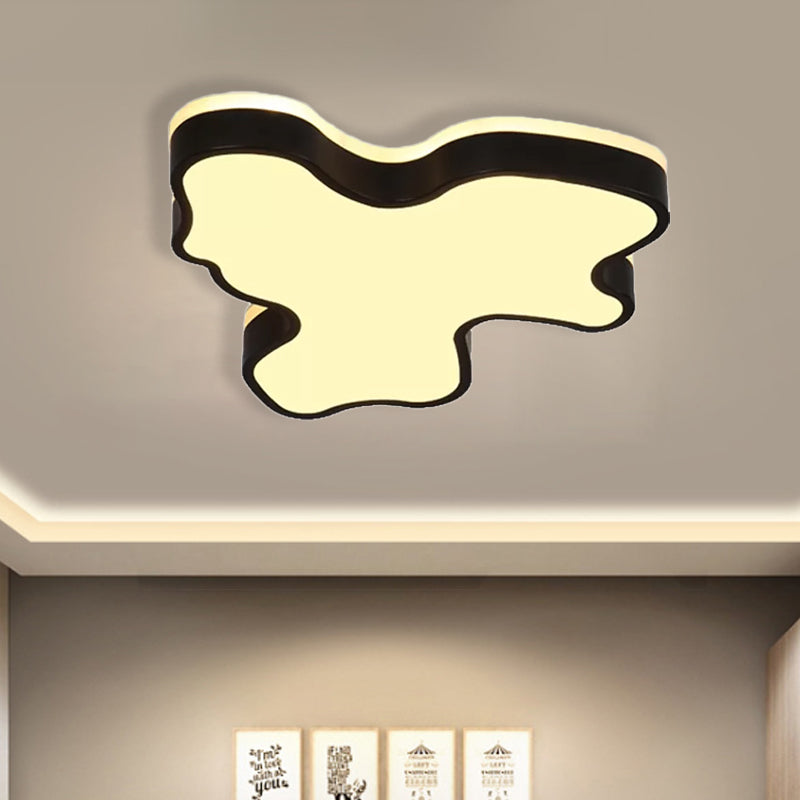 Abstract Flush Light - 16"/19.5"/23.5" Width - Black/White Shade - LED Contemporary Flush Mount in Warm/White