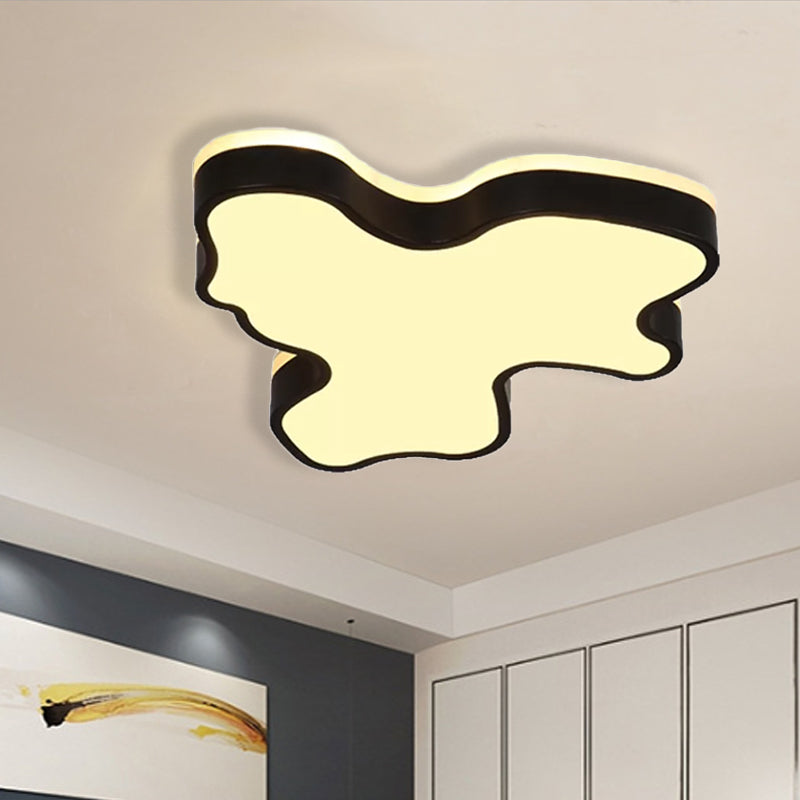 Abstract Flush Light - 16"/19.5"/23.5" Width - Black/White Shade - LED Contemporary Flush Mount in Warm/White