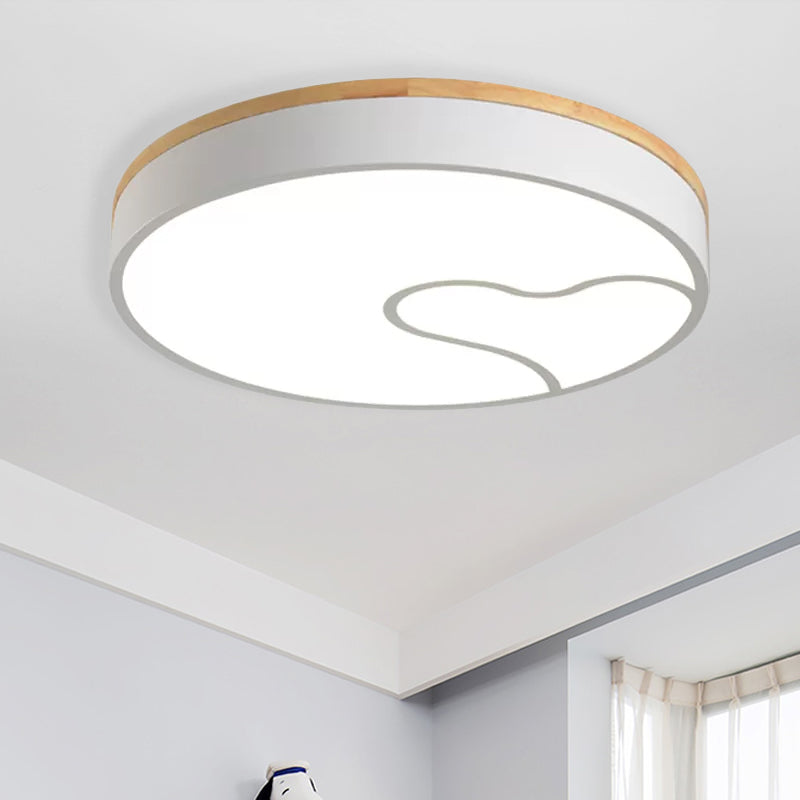 Nordic LED Flush Light with Metal Round Shade - Green/Grey/White Ceiling Lamp in Warm/White