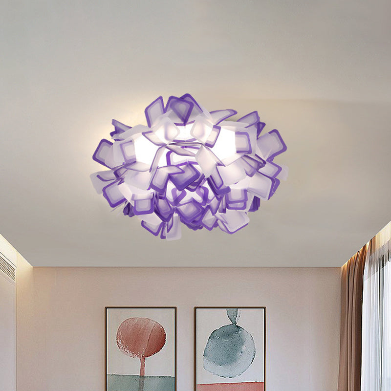 Art Deco Sinuous Flushmount LED Bedroom Light with Acrylic Shade