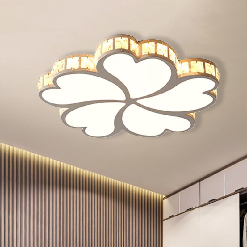 Modern Metal Clover Flush Mount Light with Clear K9 Crystal LED – Black/White