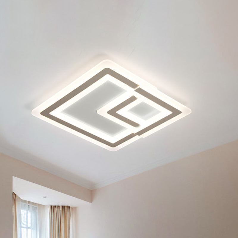 Nordic Square LED Flush Mount Lamp - Multiple Sizes - Metal & Acrylic - White Ceiling Light in Warm/White