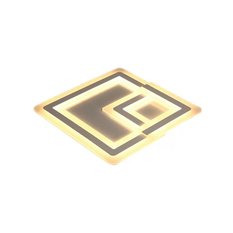 Nordic Square LED Flush Mount Lamp - Multiple Sizes - Metal & Acrylic - White Ceiling Light in Warm/White