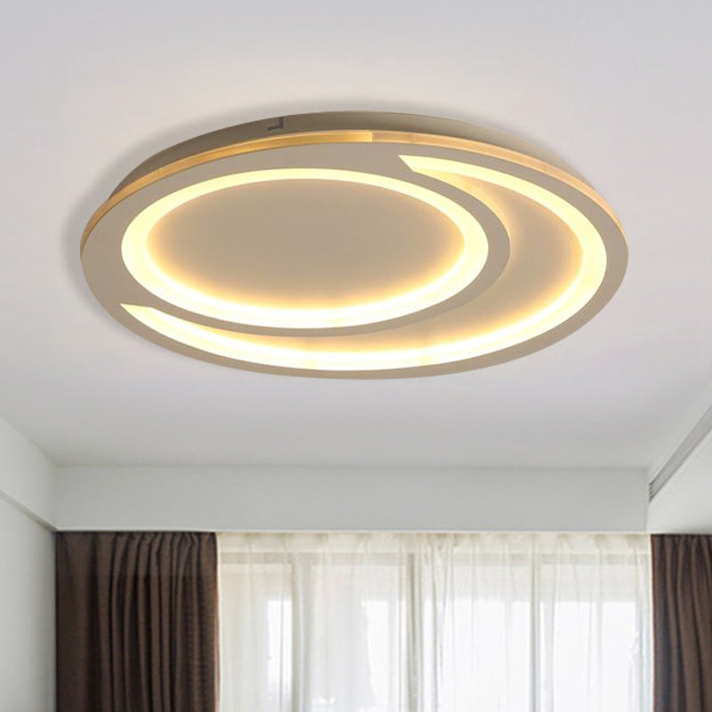 Modern White Ripple Flushmount LED Light, Simple Metal Design, 16"/19.5"/23.5" Wide