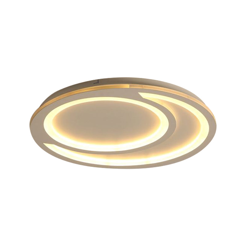 Modern White Ripple Flushmount LED Light, Simple Metal Design, 16"/19.5"/23.5" Wide