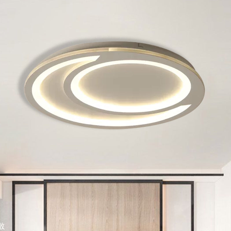 Modern White Ripple Flushmount LED Light, Simple Metal Design, 16"/19.5"/23.5" Wide