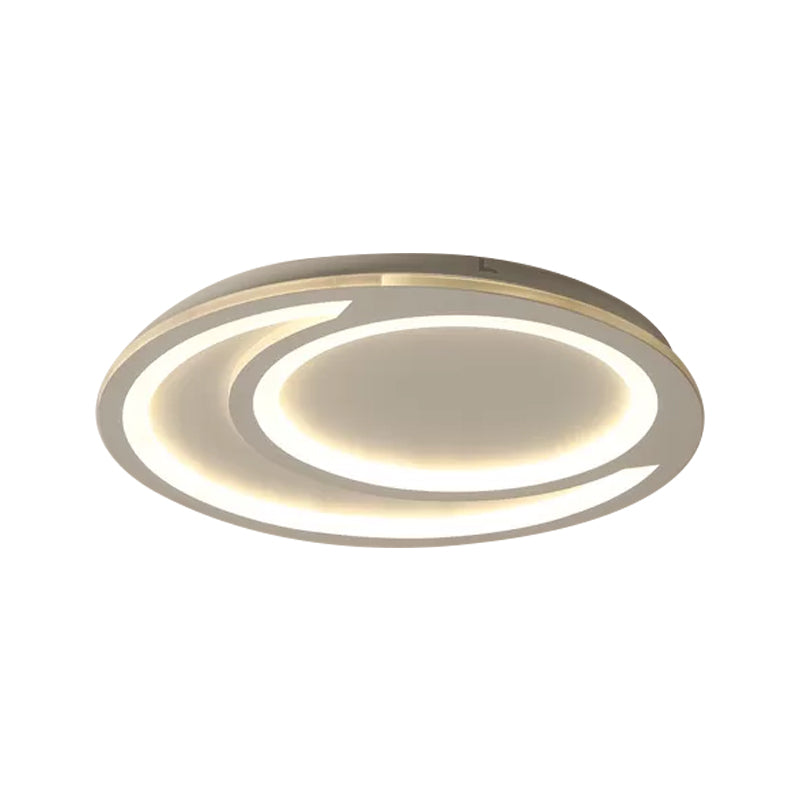 Modern White Ripple Flushmount LED Light, Simple Metal Design, 16"/19.5"/23.5" Wide