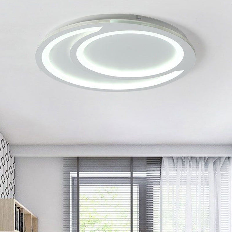 Modern White Ripple Flushmount LED Light, Simple Metal Design, 16"/19.5"/23.5" Wide
