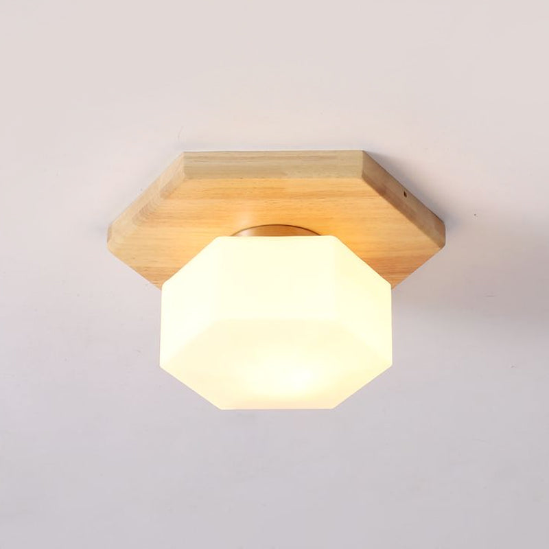 Nordic Style Geometric Flush Mount with Frosted Glass - 1 Light Foyer Lighting
