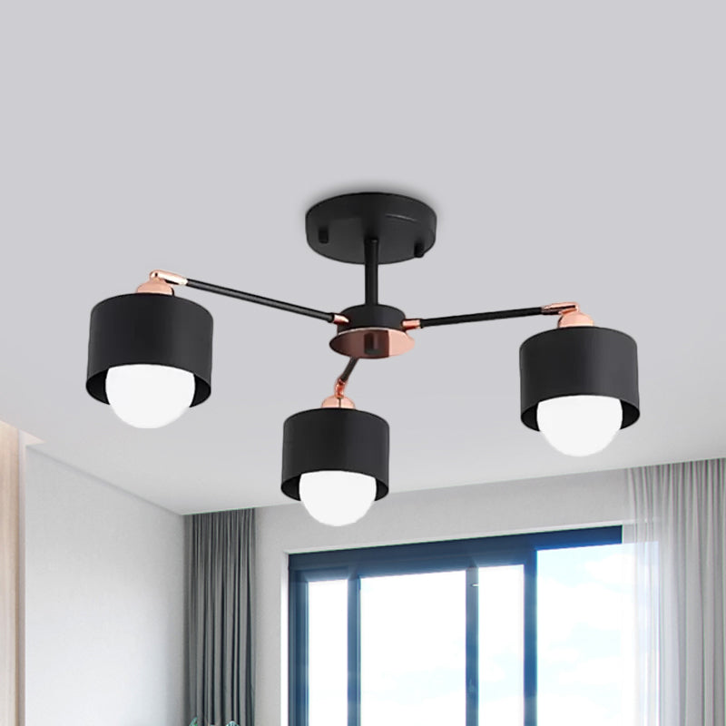 Plafonnier semi-encastré en métal de style nordique (3/6/8 lumières) - Noir/Blanc
