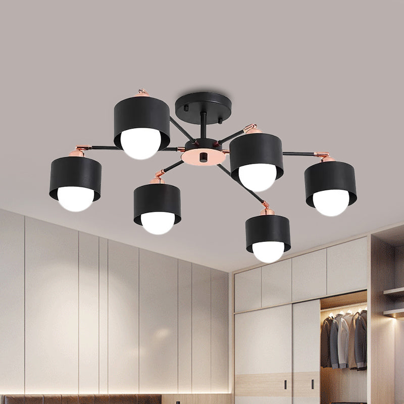 Plafonnier semi-encastré en métal de style nordique (3/6/8 lumières) - Noir/Blanc