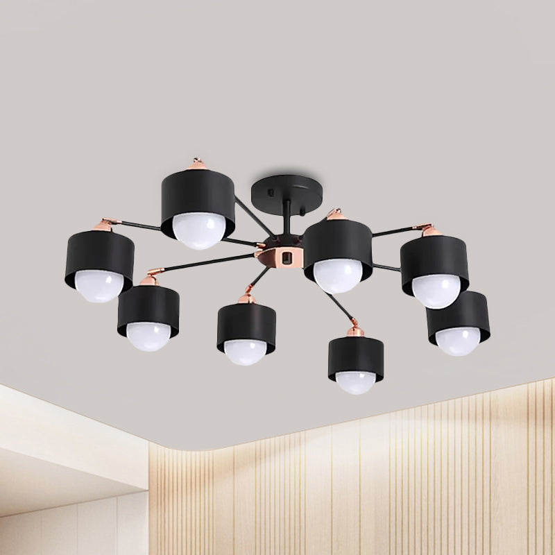 Plafonnier semi-encastré en métal de style nordique (3/6/8 lumières) - Noir/Blanc