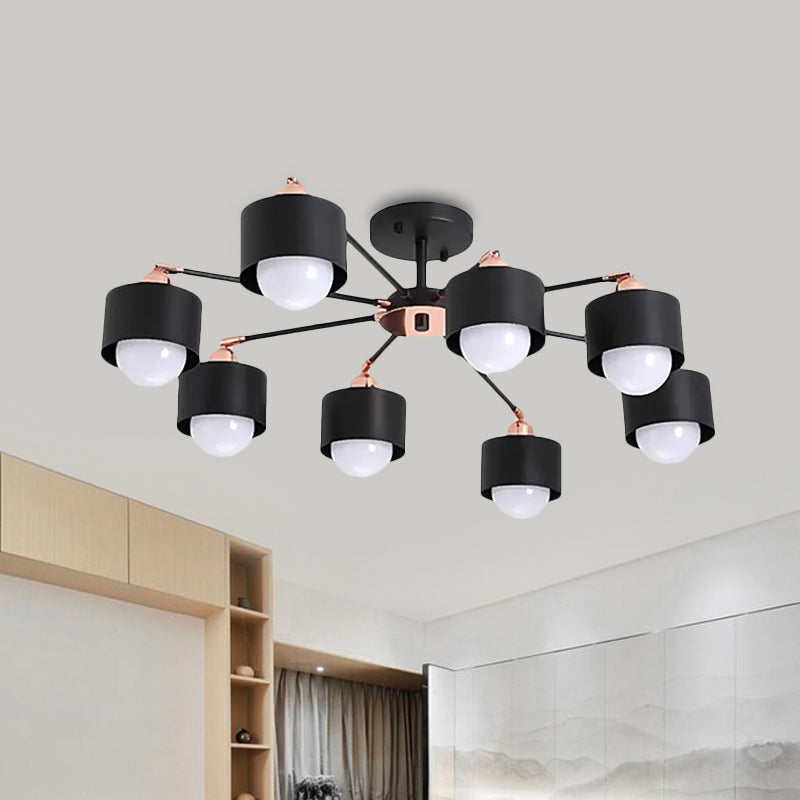 Plafonnier semi-encastré en métal de style nordique (3/6/8 lumières) - Noir/Blanc