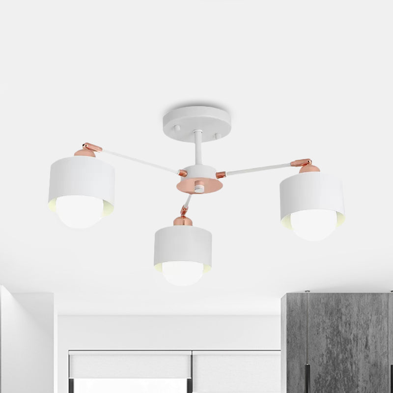 Plafonnier semi-encastré en métal de style nordique (3/6/8 lumières) - Noir/Blanc