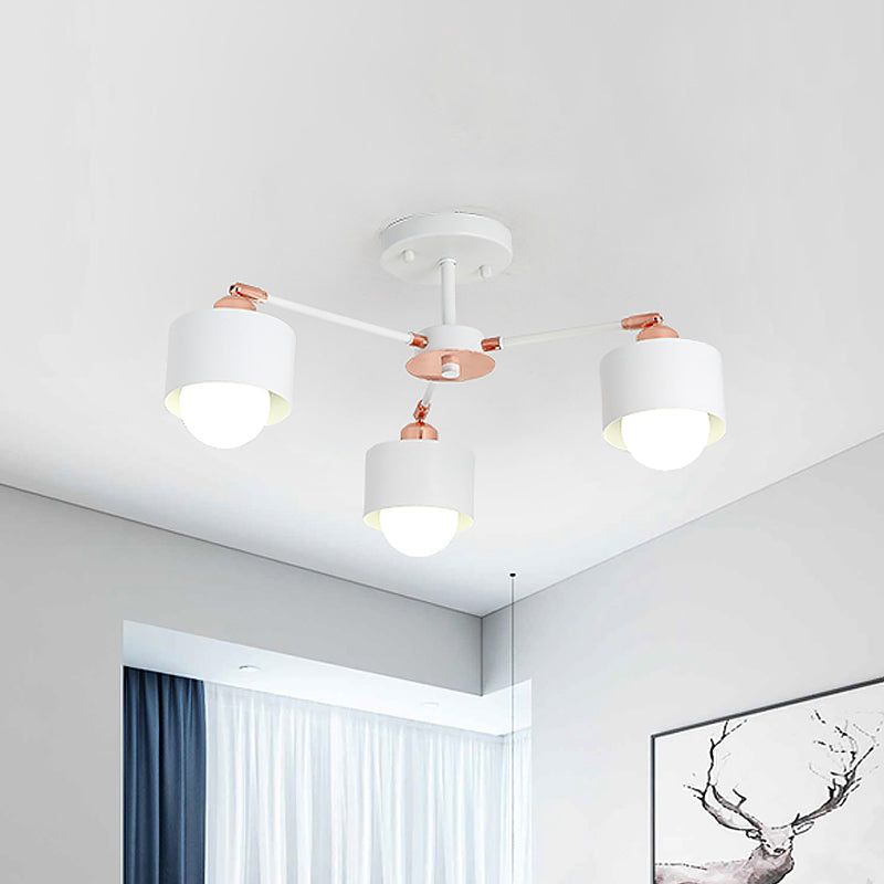 Plafonnier semi-encastré en métal de style nordique (3/6/8 lumières) - Noir/Blanc