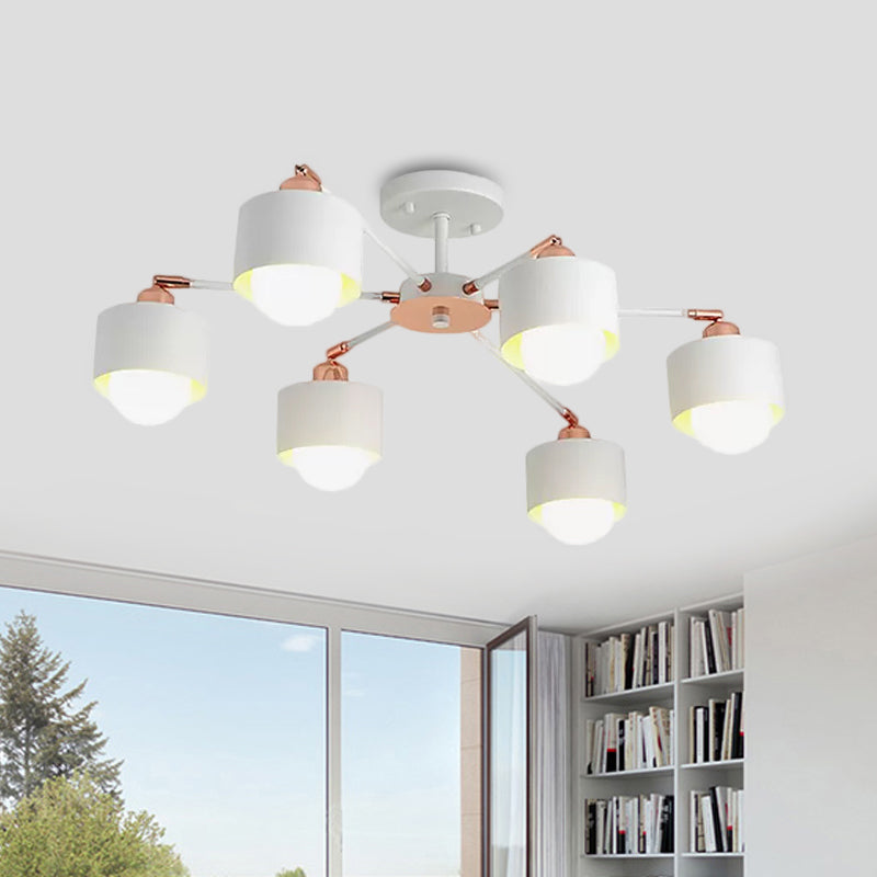 Plafonnier semi-encastré en métal de style nordique (3/6/8 lumières) - Noir/Blanc