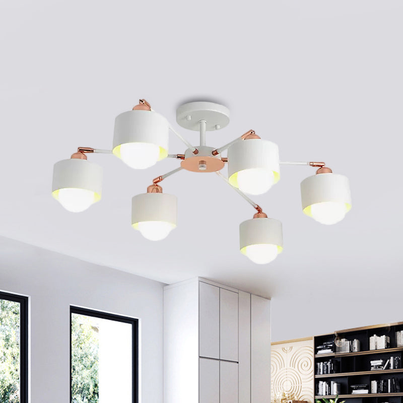 Plafonnier semi-encastré en métal de style nordique (3/6/8 lumières) - Noir/Blanc
