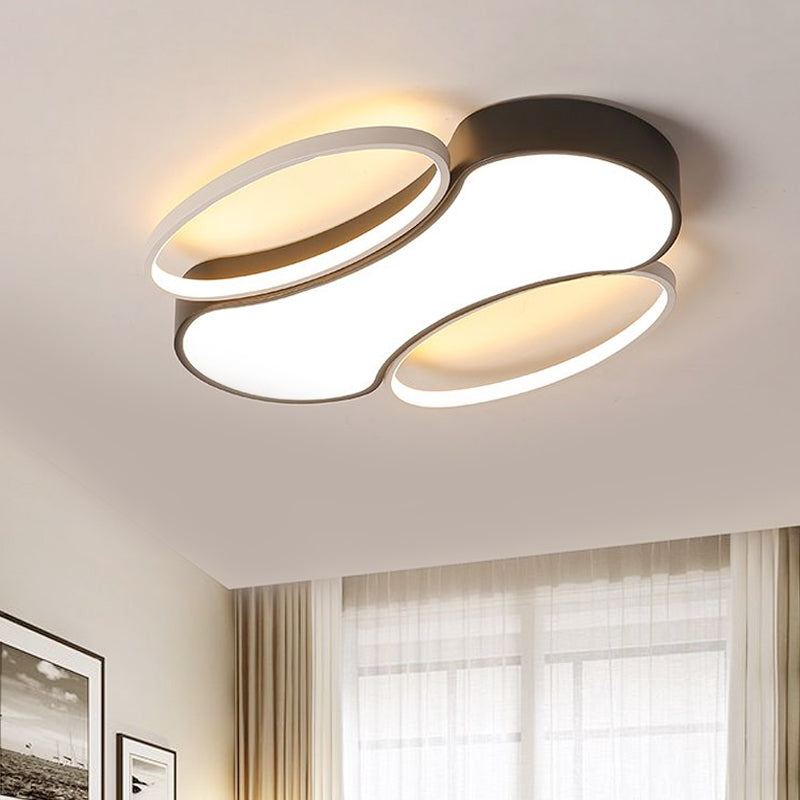 Modern Metal Black and White LED Flush Mount Ceiling Light - 19.5"/25.5" Width