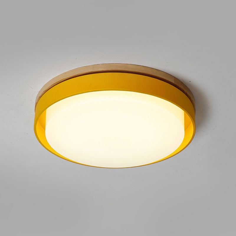 Nordic Macaron Metal LED Ceiling Flushmount - Blue/White/Yellow, Acrylic Shade - 12"/18.5" Wide