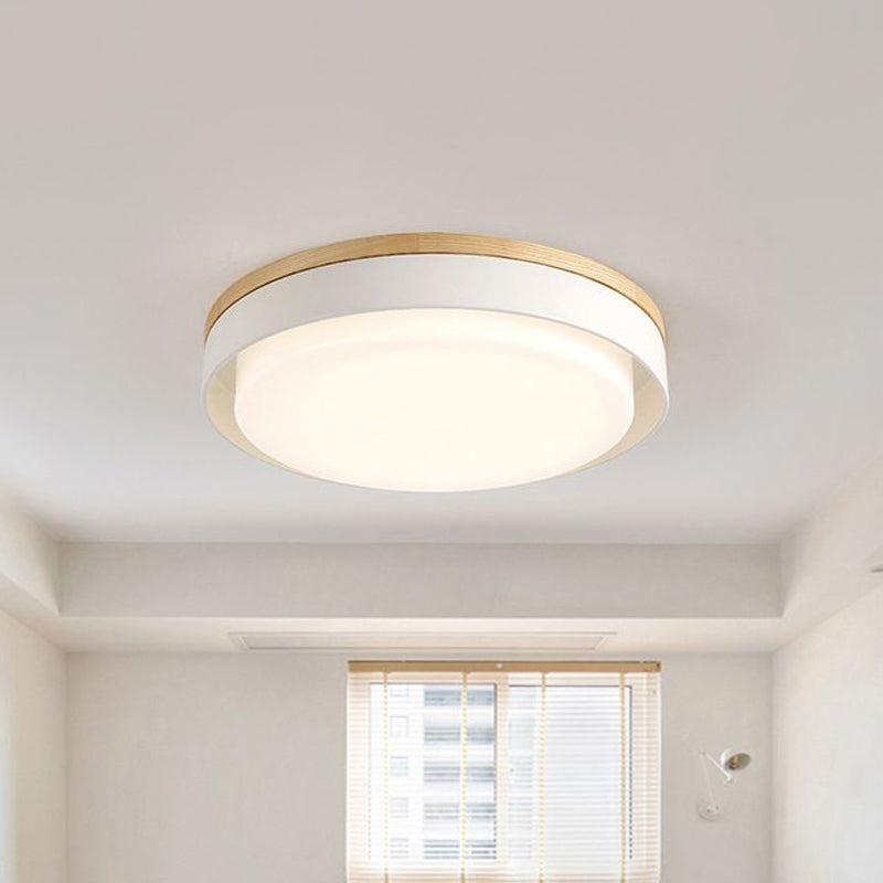 Nordic Macaron Metal LED Ceiling Flushmount - Blue/White/Yellow, Acrylic Shade - 12"/18.5" Wide