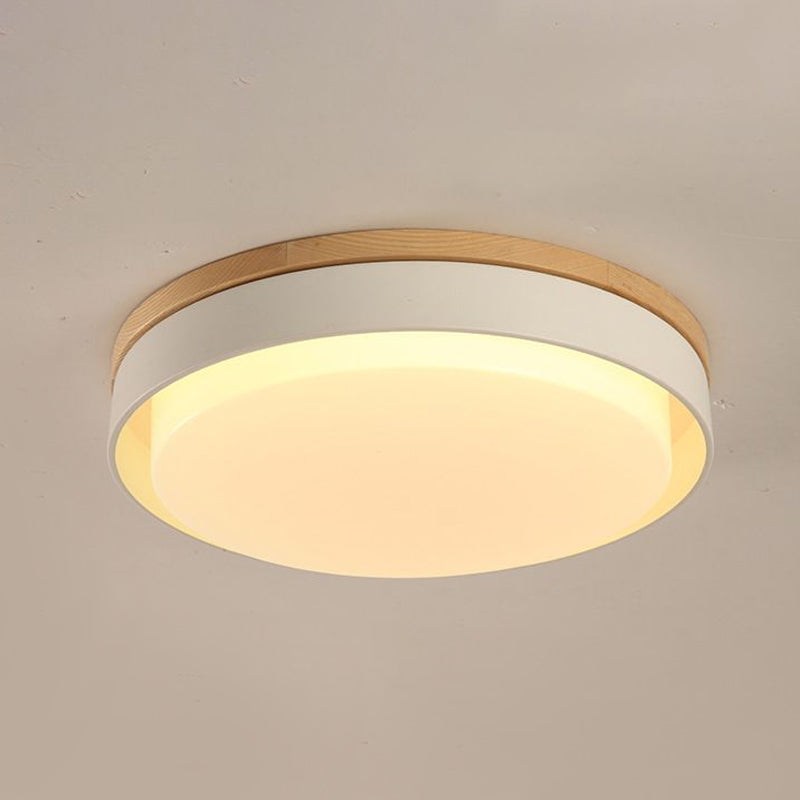 Nordic Macaron Metal LED Ceiling Flushmount - Blue/White/Yellow, Acrylic Shade - 12"/18.5" Wide