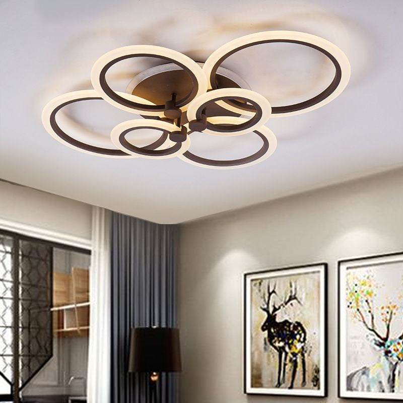 Plafonnier LED contemporain marron - Plafonnier encastré en acrylique à pétales pour salon (neutre/chaud/blanc)