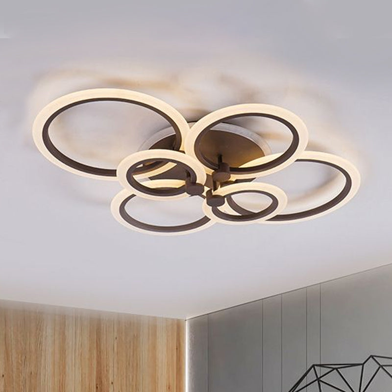 Plafonnier LED contemporain marron - Plafonnier encastré en acrylique à pétales pour salon (neutre/chaud/blanc)
