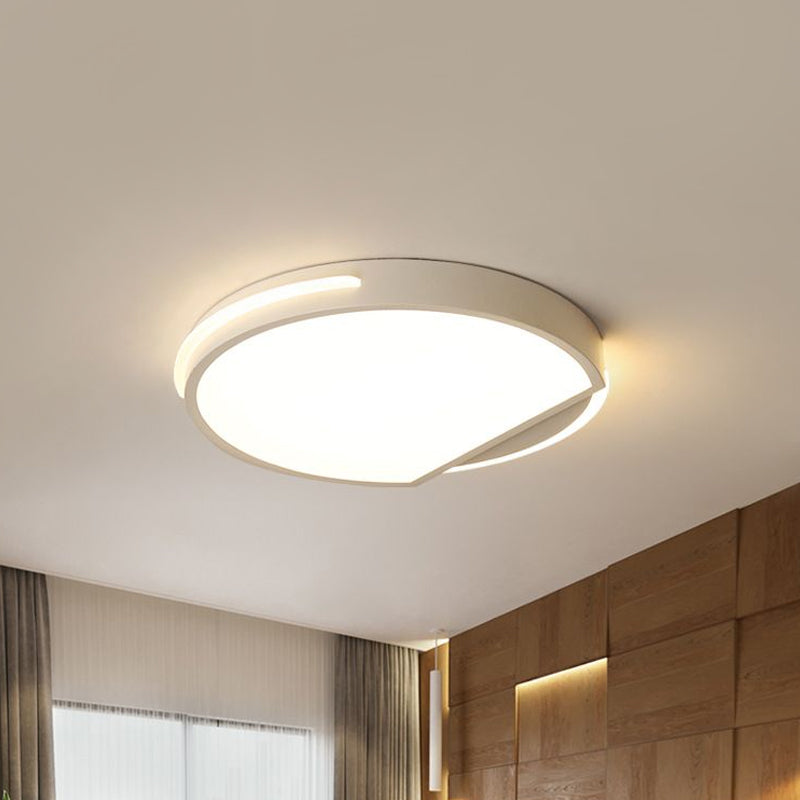Plafonnier encastré en métal simple en blanc chaud : design rond de 16"/19,5" de large