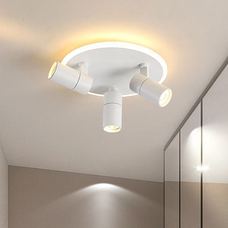 Rotatable 4-Head Metal Flush Mount Light – Warm/White LED for Hallway & Office