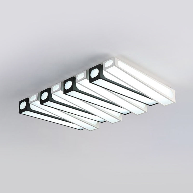 Contemporary LED Linear Flush Mount Ceiling Light in Black and White for Foyer