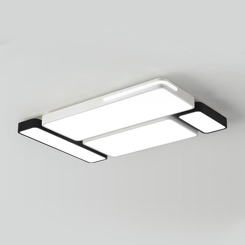 Sleek Rectangular LED Ceiling Light - Acrylic, Slim Design in Black/White, Ideal for Study Room