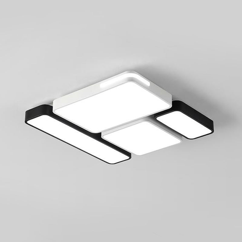 Sleek Rectangular LED Ceiling Light - Acrylic, Slim Design in Black/White, Ideal for Study Room