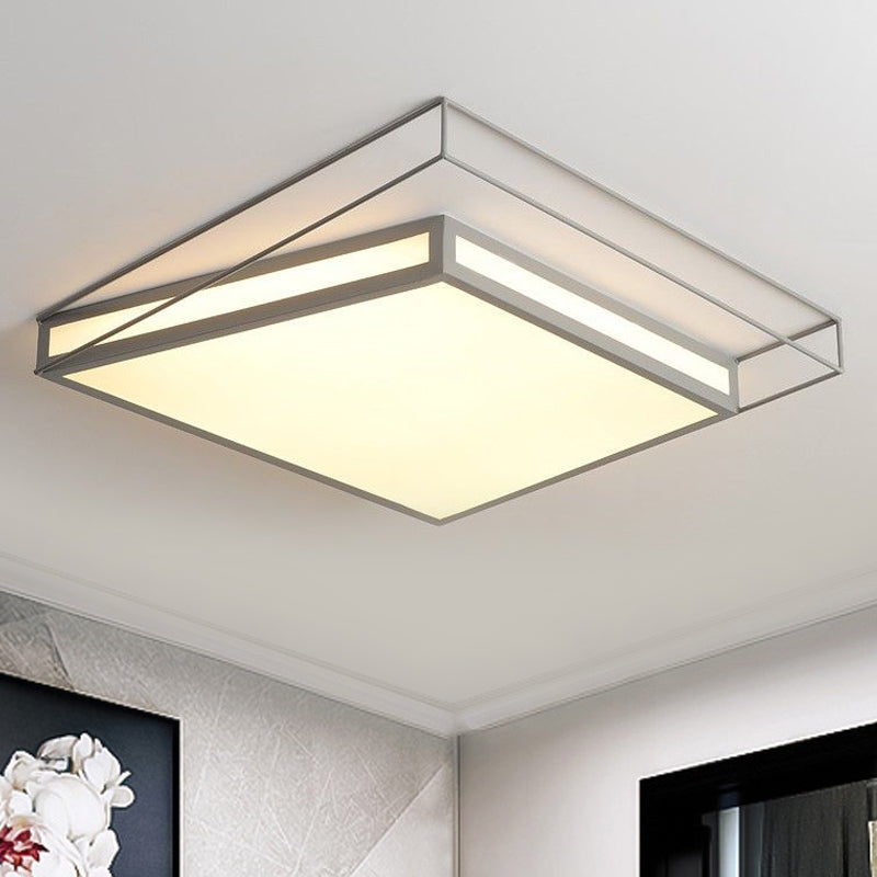 Modern LED Flush Mount Ceiling Light with Hexagon/Square Design – Black/Grey, Third Gear