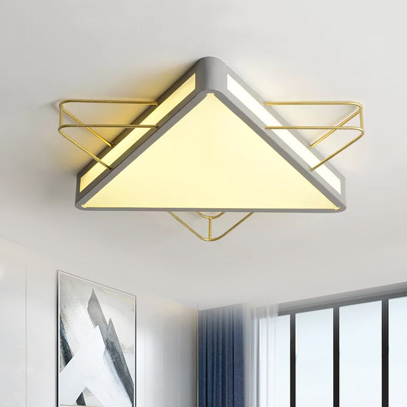 Nordic Metal Black/Grey Flush Mount Light with Acrylic Diffuser – Star/Triangle Design