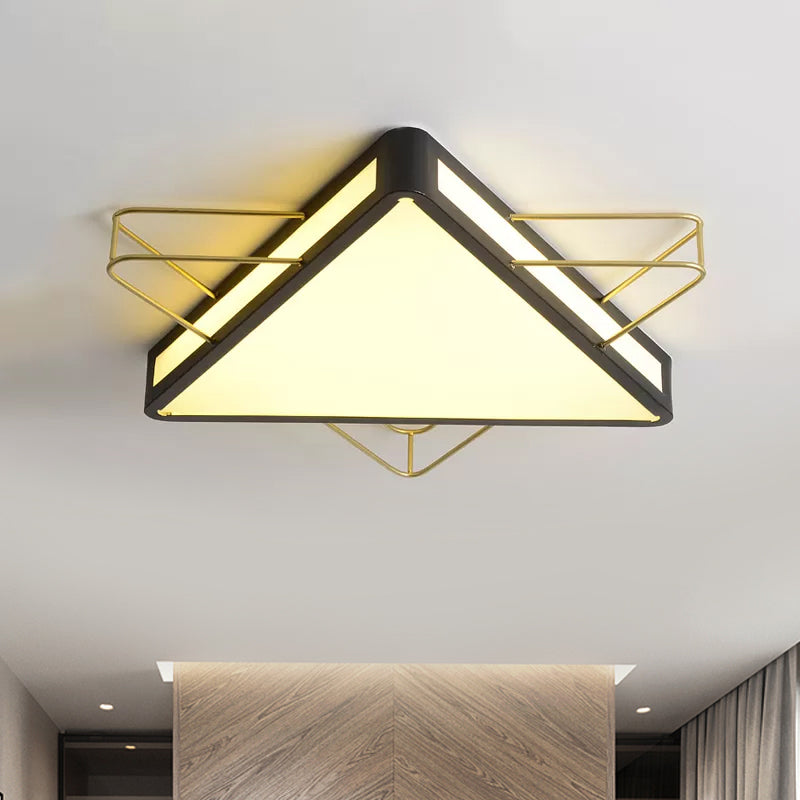 Nordic Metal Black/Grey Flush Mount Light with Acrylic Diffuser – Star/Triangle Design