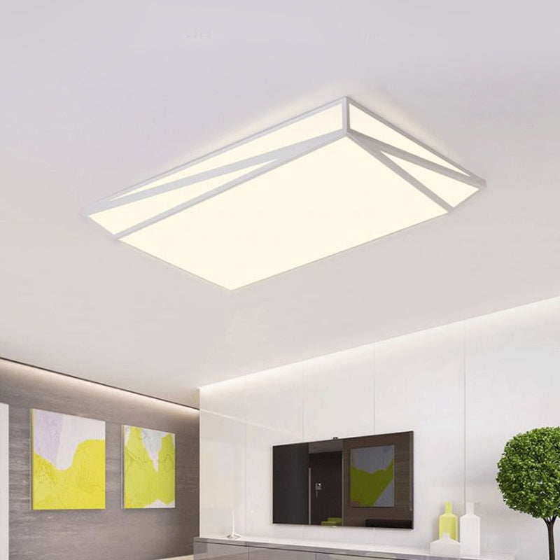 Modern Style LED Ceiling Fixture - White Rectangle Ceiling Mount Light for Office & Restaurant Use