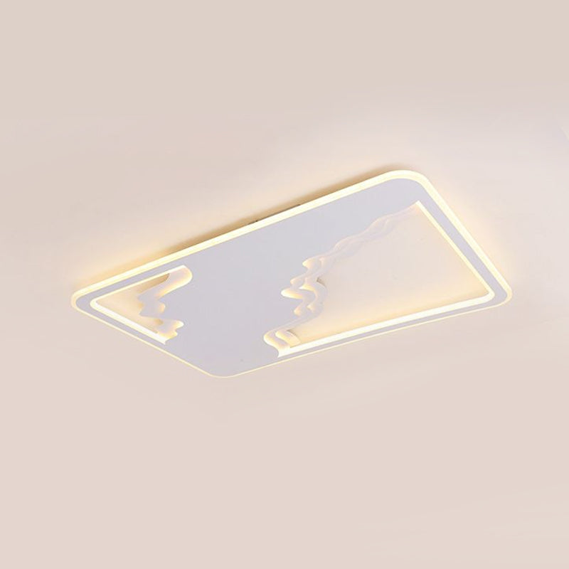 Modern LED White Flush Mount Ceiling Light, Ultra Thin Design, 19"/35.5" Wide