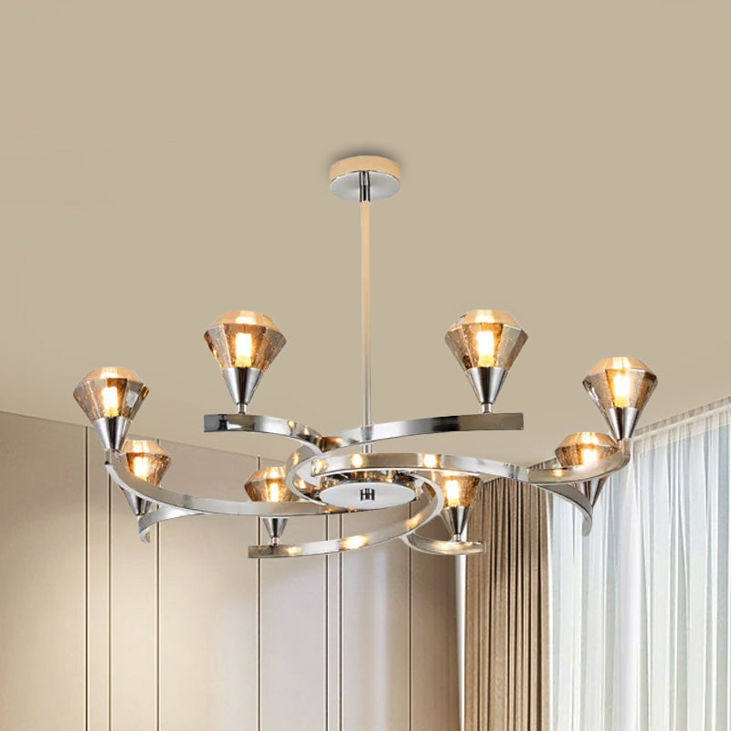 Sputnik Design Diamond Crystal Chandelier Light - Modern Ceiling Lamp Fixture with 6/8/10 Lights in Chrome/Gold