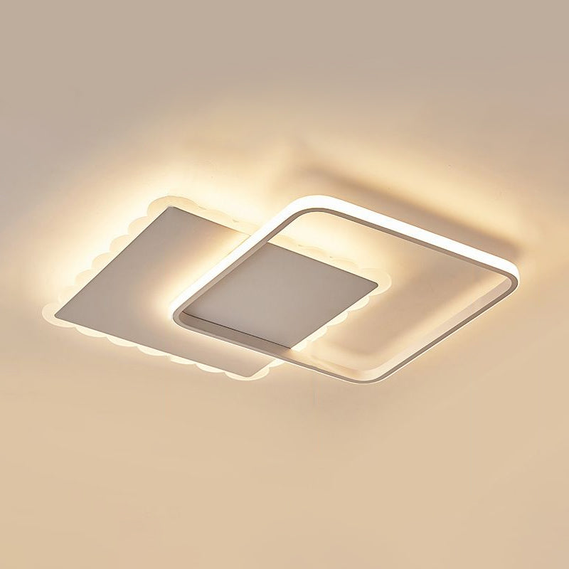 Modern LED Flush Mount Ceiling Light with Overlapping Acrylic Panels in White Bronze