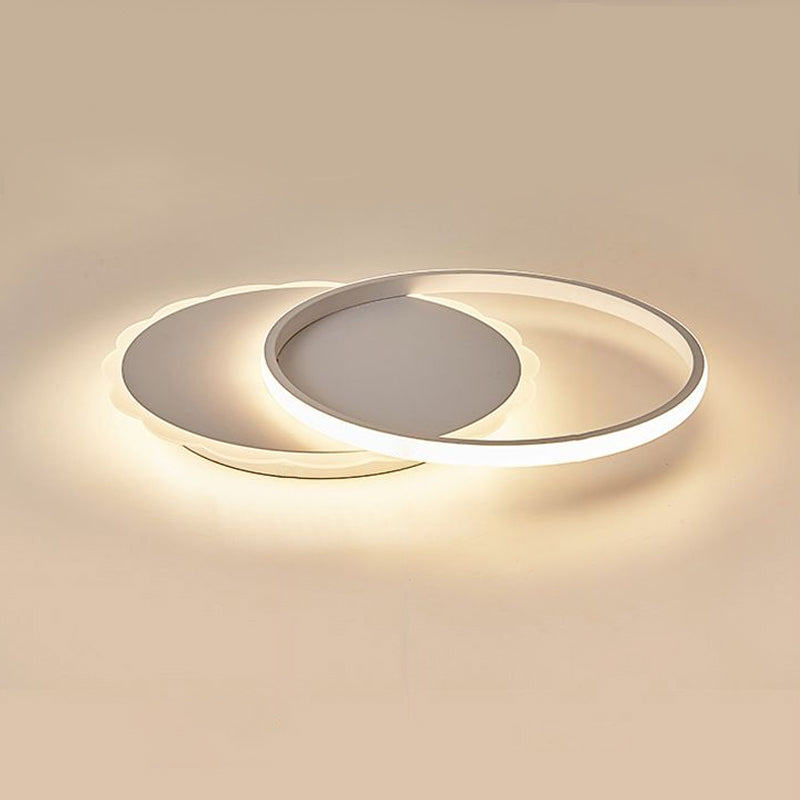 Modern LED Flush Mount Ceiling Light with Overlapping Acrylic Panels in White Bronze
