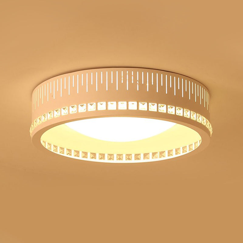 Modern White Round Flush Mount Ceiling Light for Bedroom