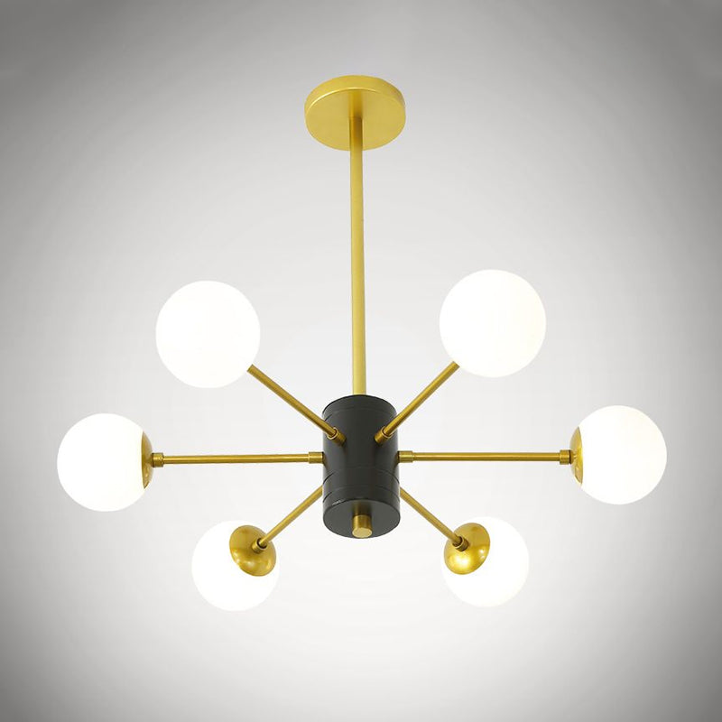 Lustre en verre laiteux moderniste avec design éclaté - Plafonnier suspendu à 6/8/9 lumières en or