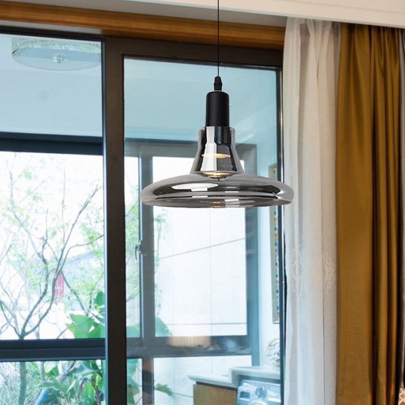 Lampe à suspension moderne en verre – Design bol, cône ou soucoupe blanc/noir – Plafonnier LED en lumière blanche/chaude