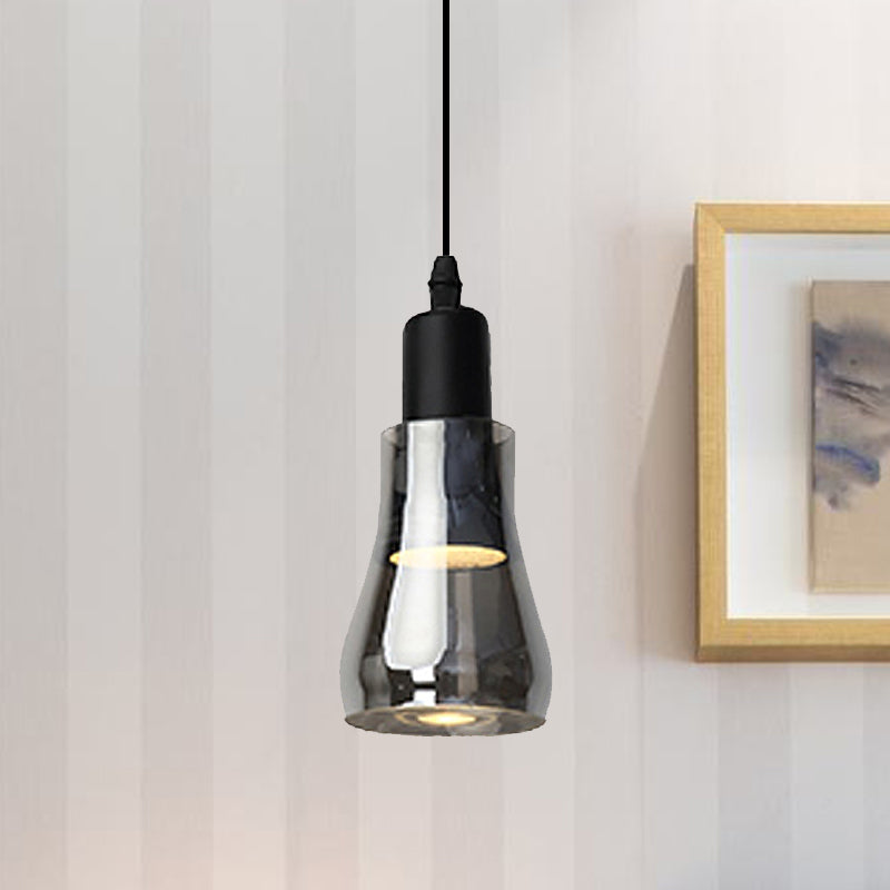 Lampe à suspension moderne en verre – Design bol, cône ou soucoupe blanc/noir – Plafonnier LED en lumière blanche/chaude