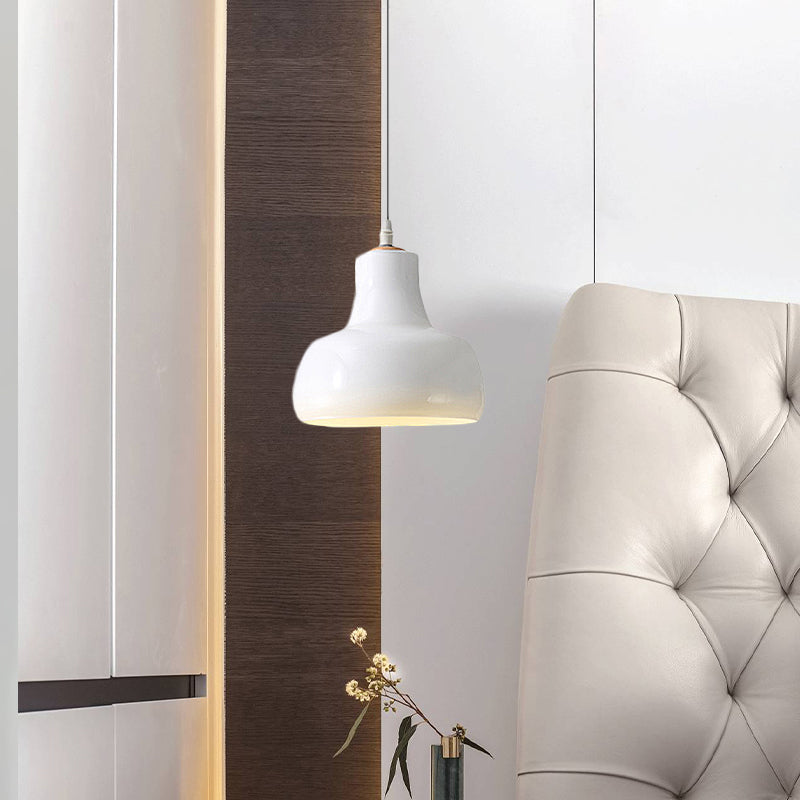 Lampe à suspension moderne en verre – Design bol, cône ou soucoupe blanc/noir – Plafonnier LED en lumière blanche/chaude