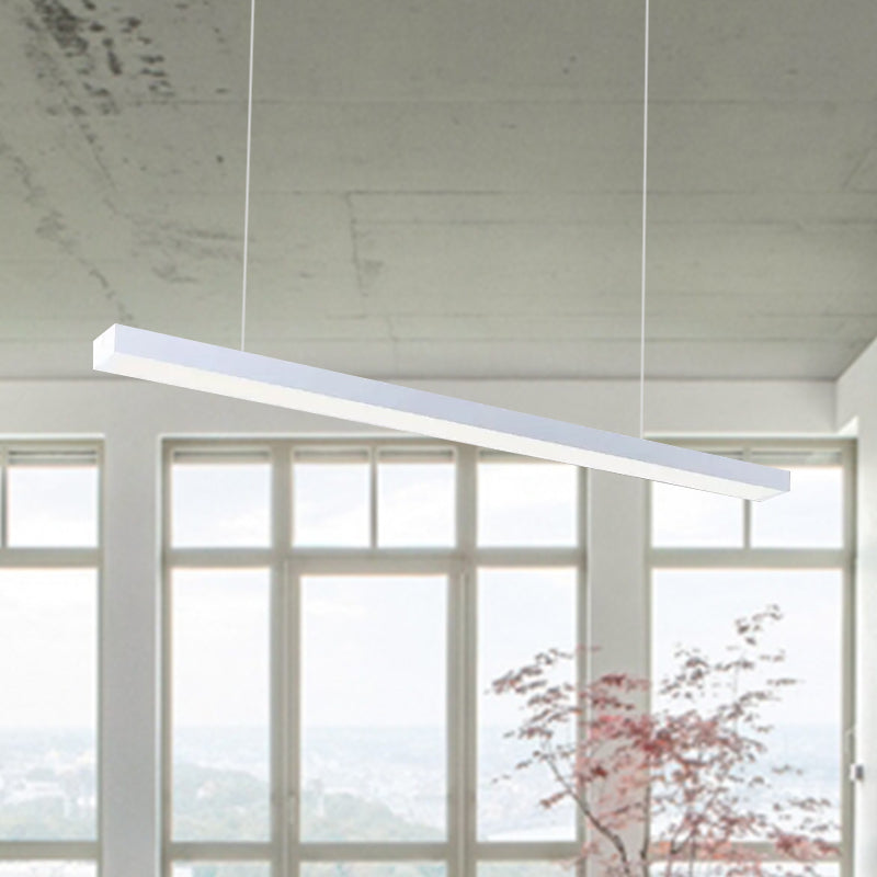 Sleek Rectangular LED Hanging Light - Minimal Silver/Black/White - 23.5"/35.5"/47" Long - 5"/8"/12" Wide