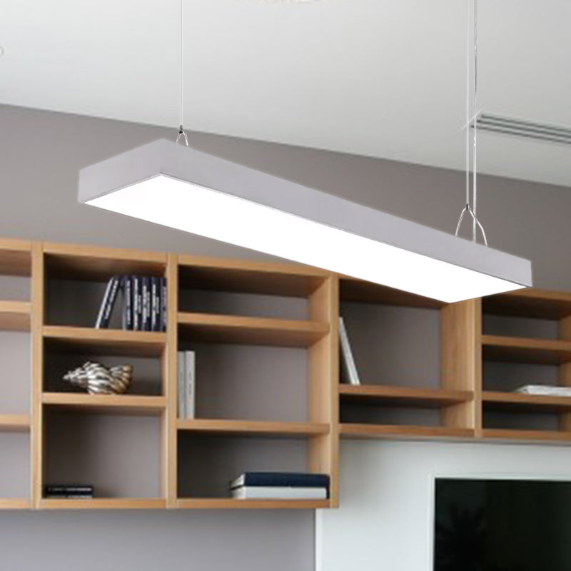 Sleek Rectangular LED Hanging Light - Minimal Silver/Black/White - 23.5"/35.5"/47" Long - 5"/8"/12" Wide