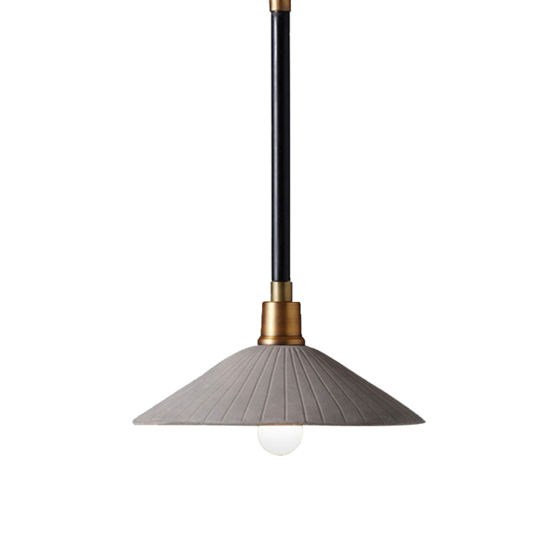 Industrial Style Conic Suspension Pendant Light with Adjustable Hanging Cord - Grey