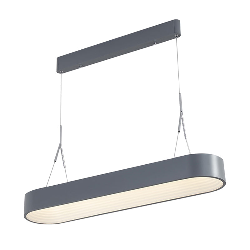 Nordic Elliptical Pendant Light Fixture - Metal White/Gray Dining Room Ceiling Hanging